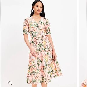 LOFT Leafed Dobby Striped shirtdress NWT